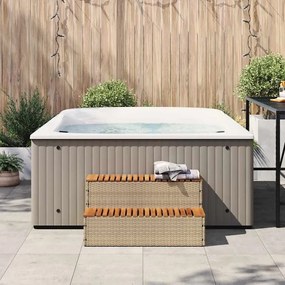 vidaXL Βήμα υδρομασάζ Μπεζ 100x50x50,5 εκ. Συνθετικό Ρατάν/Ακακίας