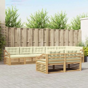 vidaXL Σειρά Καναπέ Εξωτερικού 8 pcs Λευκό και Κρεμ Πολυεστέρας