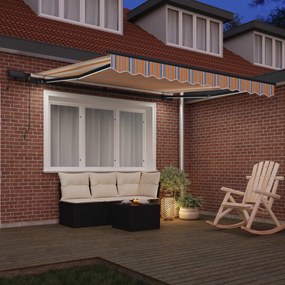 vidaXL Χειροκίνητη τέντα με ηλιακό LED 3,5 x 2,5 m