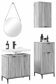 vidaXL Σετ Επίπλων Μπάνιου με ράφι 3 pcs Γκρι sonoma 39.5 x 36 x 88 εκ