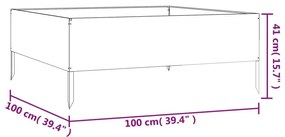 Ζαρντινιέρα 100 x 100 x 41 εκ. από Ατσάλι Σκληρυθέν στον Αέρα - Καφέ