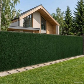 vidaXL Τεχνητός φράκτης Σκούρο Πράσινο 1 x 4 m PVC και Ατσάλι