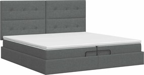 vidaXL Κρεβάτι Ottoman με στρώμα Σκούρο Γκρι 200 x 200 cm Ύφασμα