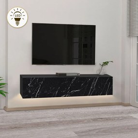 ΕΠΙΠΛΟ ΤΗΛΕΟΡΑΣΗΣ ΕΠΙΤΟΙΧΙΟ ARISTO MEGAPAP ΜΕ LED ΧΡΩΜΑ ΜΑΥΡΟ - ΕΦΕ ΜΑΡΜΑΡΟΥ 135X31,6X25ΕΚ.