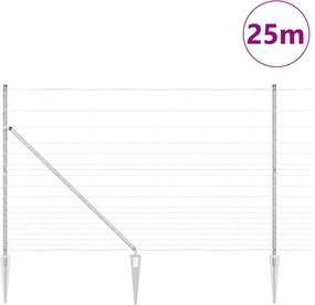vidaXL Συρματόπλεγμα με ακίδες 25 x 1,5 m Ασημί Δίχτυ