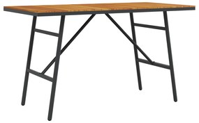 vidaXL Τραπέζι Τραπεζαρίας - Μαύρο, 110x55x62 εκ, Φτιαγμένο από Μασίφ Ξύλο Ακακίας
