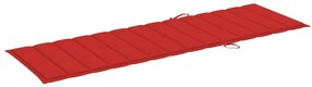 Ξαπλώστρα Διπλή από Εμποτισμένο Ξύλο Πεύκου &amp; Κόκκινα Μαξιλάρια - Κόκκινο