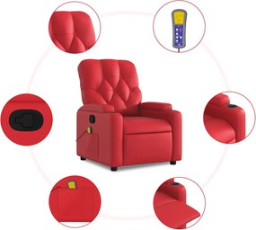 vidaXL Πολυθρόνα Μασάζ Ανακλινόμενη Κόκκινη από Συνθετικό Δέρμα