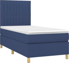 vidaXL Κρεβάτι Boxspring με Στρώμα Μπλε 100 x 200 εκ. Υφασμάτινο