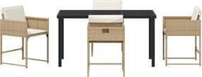 vidaXL Σέτ φαγητού για κήπο 5 pcs Μπεζ συνθετικό ρατάν