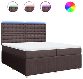 vidaXL Κρεβάτι Boxspring με Στρώμα Σκούρο Καφέ 200x200 εκ. Υφασμάτινο