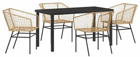 vidaXL Σέτ φαγητού για κήπο 5 pcs Καφέ συνθετικό ρατάν