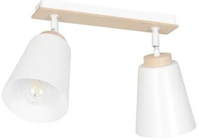 Σποτ Φωτιστικό Οροφής 2xE27 Ατσάλι-Ξύλο ATLAS Made in Poland Emibig-724/2-Λευκό 724/2