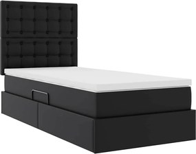 vidaXL Κρεβάτι Αποθήκης με στρώμα Μαύρο 90 x 190 cm Τεχνητό Δέρμα