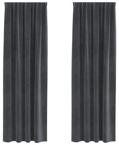 vidaXL Κουρτίνες με κουρτίνες 2 pcs Ανοιχτό γκρι 140 x 225 cm Βελούδο