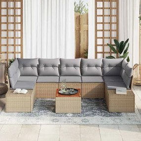 vidaXL Σετ Καναπέ Κήπου 8 pcs Beige, ανοιχτό γκρι