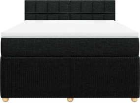 vidaXL Κρεβάτι Boxspring με Στρώμα Μαύρο 140x200 εκ. Υφασμάτινο