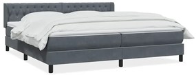 vidaXL Κρεβάτι Boxspring με Στρώμα Σκούρο Γκρι 200x210 εκ. Βελούδινο