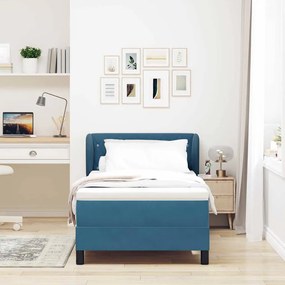 vidaXL Κρεβάτι με Στρώμα Dark Blue 90x190 cm Βαθύ Βελούδο