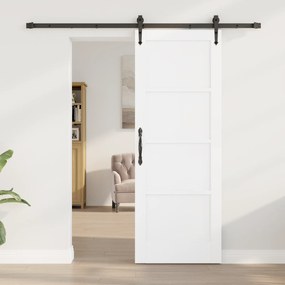 vidaXL Συρόμενη Πόρτα  με Σετ Εξαρτημάτων Λευκή 73.5x198.5 εκ. Στερεό Ξύλο Πεύκου