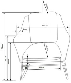 Πολυθρόνα Houston 846, Πράσινο, 81x69x76cm, 25 kg, Ταπισερί, Πόδια: Μέταλλο | Epipla1.gr