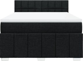 vidaXL Κρεβάτι Boxspring με Στρώμα Μαύρο 160x200 εκ. Υφασμάτινο