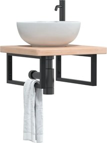 vidaXL Ράφι Νιπτήρα Τοίχου από Ατσάλι / Μασίφ Ξύλο Δρυός