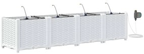 vidaXL Ζαρντινιέρες κήπου Λευκό 160 x 40 x 37.5 cm Ατσάλι