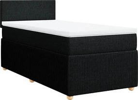 vidaXL Κρεβάτι Boxspring με Στρώμα Μαύρο 90x200 εκ. Υφασμάτινο