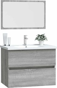 vidaXL Σετ Επίπλων Μπάνιου 2 Τεμαχίων Γκρι sonoma από Τεχν. Ξύλο
