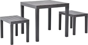 vidaXL Τραπέζι Κήπου με 2 Πάγκους Καφέ Πλαστικό