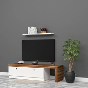 Stewehome Έπιπλο τηλεόρασης με ράφι από mdf Λευκό 70x24x10 cm