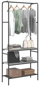 vidaXL Ράφι ρούχων με ράφια Γκρι sonoma 77 x 30 x 171 εκ