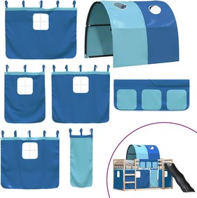 vidaXL Κουκέτα με Τσουλήθρα και Κουρτίνες Μπλε 80x200 εκ.