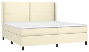 Κρεβάτι Boxspring με Στρώμα Κρεμ 200x200 εκ. Συνθετικό Δέρμα - Κρεμ