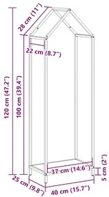 Ράφι για καυσόξυλα Λευκό 40x25x120 cm Ατσάλι ψυχρής έλασης - Λευκό