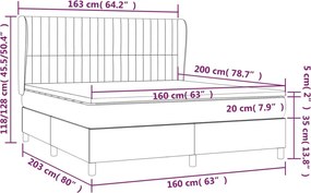 vidaXL Κρεβάτι Boxspring με Στρώμα Taupe 160x200 εκ. Υφασμάτινο