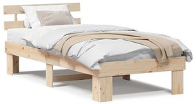 vidaXL Σκελετός Κρεβατιού Καφέ 90 x 190 cm Μασίφ ξύλο πεύκου