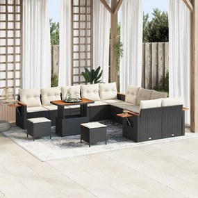 vidaXL Σετ Καναπέ Κήπου 13 pcs Μαύρο και κρεμ 90 x 55 x 71 cm