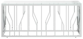 vidaXL Τραπέζι Σαλονιού 110x45x45 εκ. από Ανοξ. Ατσάλι και Γυαλί