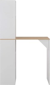 vidaXL Τραπέζι Μπαρ με Ντουλάπι Λευκό 115 x 59 x 200 εκ.