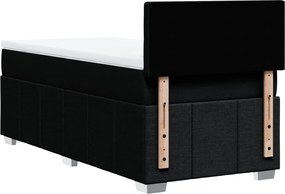 vidaXL Κρεβάτι Boxspring με Στρώμα Μαύρο 100 x 200 εκ. Υφασμάτινο