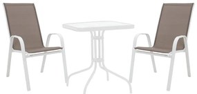 Τραπεζαρία Watson-Calan pakoworld μέταλλο λευκό- γυαλί 70x70x70εκ
