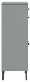 Παπουτσοθήκη OSLO με Μεταλλικά Πόδια Γκρι από Μασίφ Ξύλο Πεύκου - Γκρι