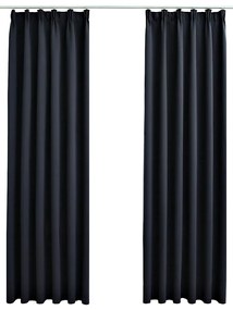 vidaXL Κουρτίνες Συσκότισης με Γάντζους 2 τεμ. Ανθρακί 140 x 175 εκ.