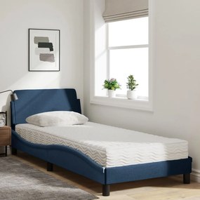 vidaXL Κρεβάτι με Στρώμα Dover Μπλε 90x190 εκ.Υφασμάτινο