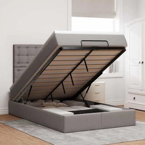vidaXL Οθωμανικό κρεβάτι με στρώμα &amp; LEDs Taupe 120x190cm ύφασμα