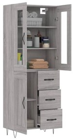 vidaXL Ντουλάπι Γκρι Sonoma 69,5 x 34 x 180 εκ. Επεξεργασμένο Ξύλο