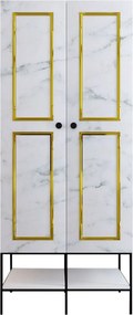 Διφυλλη Ντουλαπα Λευκο/Μαυρο/Χρυσο MARTIN 50x84x200