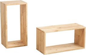 Ορθογώνια ράφια Nextdeco Natural μασίφ ξύλο σετ 2 τεμαχίων 60x30x24εκ.